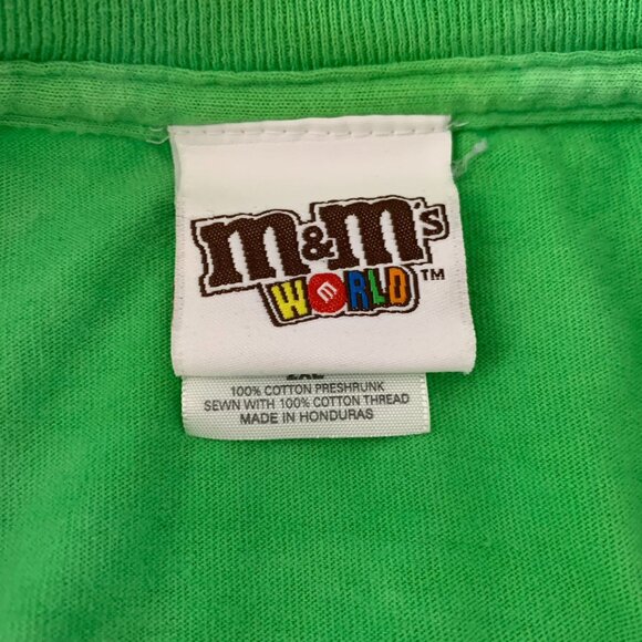 Vintage M&Ms World Crewneck T Shirt 2XL Green Tie Dye Short Sleeve Snack Tee - Picture 7 of 7